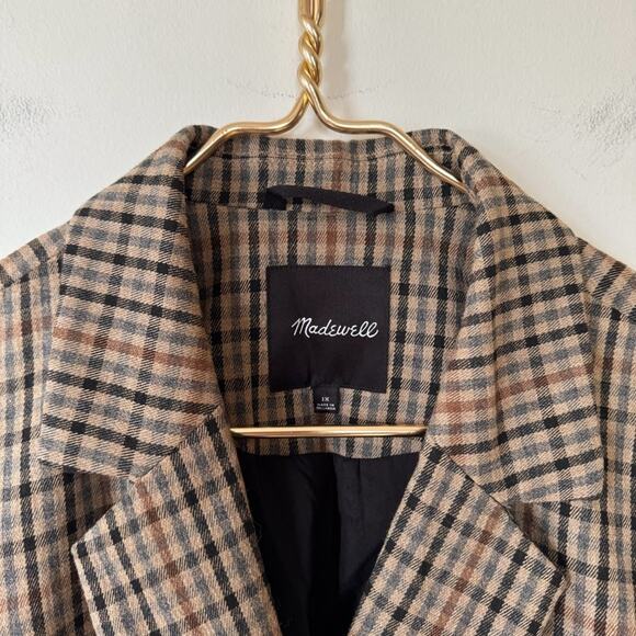 Madewell Dorset Blazer in Tan Coster Plaid 1X - Picture 8 of 11